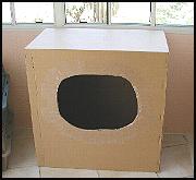 Cardboard boxes make great, simple nest boxes for Mama Kitty!!