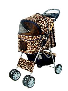 Take a walk on the wild side 
with your kitty in this gorgeous leopard print pet stroller with easy assembly - it's very compact and a great way to enhance the health of indoor and active cats and relieve boredom!